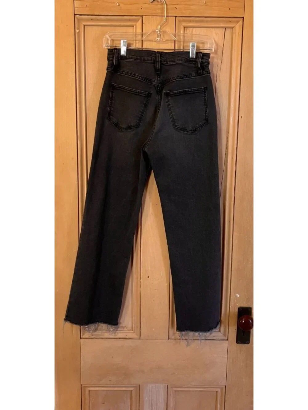 Frame Womens Le Jane Crop Raw Hem Fray Denim Jeans Size 25 Black Obsidian AN EXC - Picture 7 of 12